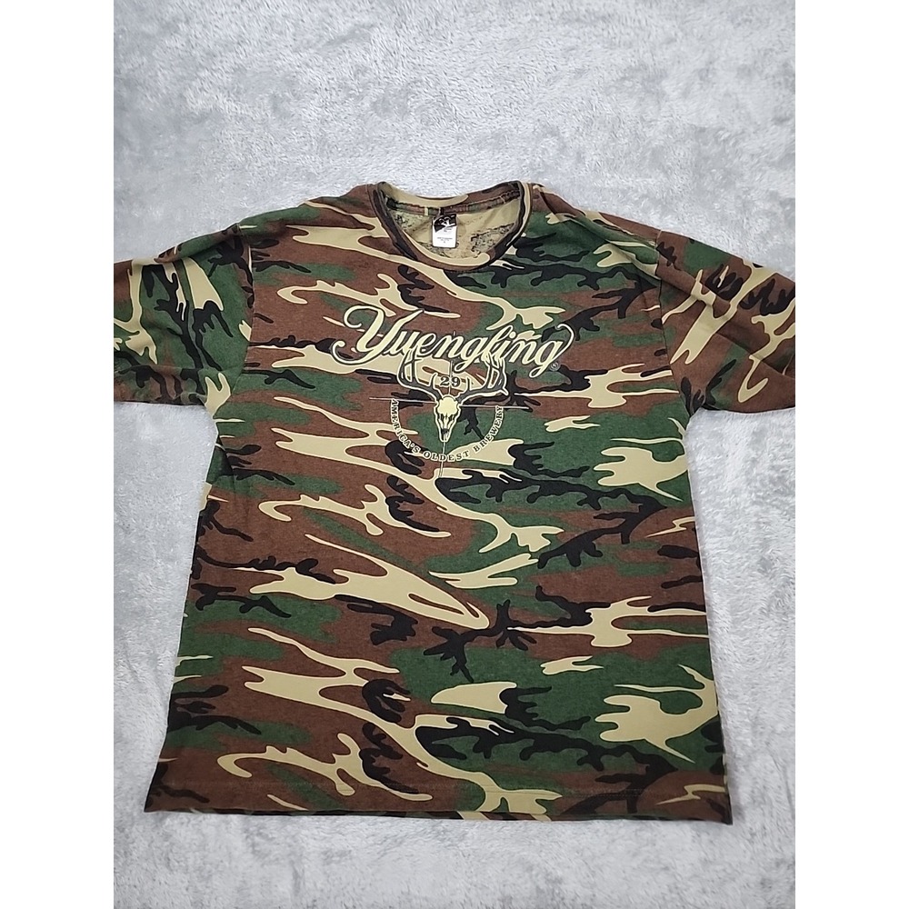 Yuengling‎ Beer Camo Shirt Mens Large Deer Skull Hunting All Over Print Outdoors